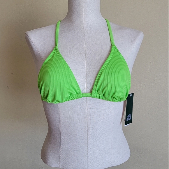 Green Ribbed Triangle String Bikini Top | Wild Fable - Picture 1 of 10
